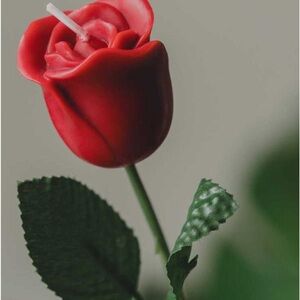 SOLD: Southlake: Red Rose Shaped Candle